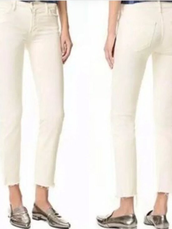 MOTHER Denim - MOTHER The Rascal Ankle Snippet in Whipping the Cream Jeans Size 26 Fray Hem USA